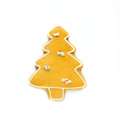 Christmas tree gingerbread. Design for greeting cards, backgrounds, covers, invitations and menu.