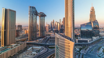 Aerial view of new skyscrapers and tall buildings Timelapse