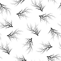 Forest tree root seamless pattern. Vector isolated background for textile or wrapping paper.