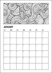 2020 Antistress calendar, doodle illustration.