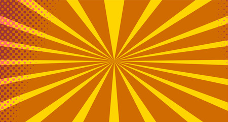 Obraz premium Vintage colorful comic book background. Pink Orange blank bubbles of different shapes. Rays, radial, halftone, dotted effects. For sale banner empty Place for text 1960s. Copy space vector eps10.