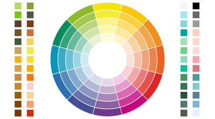 Color scheme. Circular color scheme with warm and cold colors. Vector illustration of a color - obrazy, fototapety, plakaty