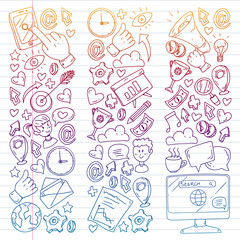 Digital marketing, social media, communications, management. Background for banners.