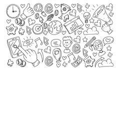 Obraz premium Digital marketing, social media, communications, management. Background for banners.