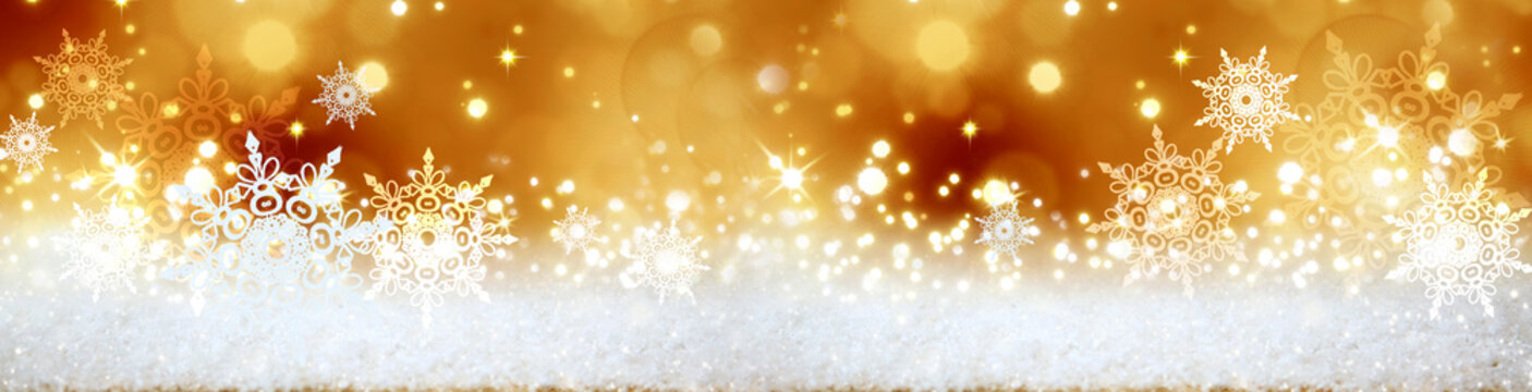 Christmas background with bright lights and snowflakes