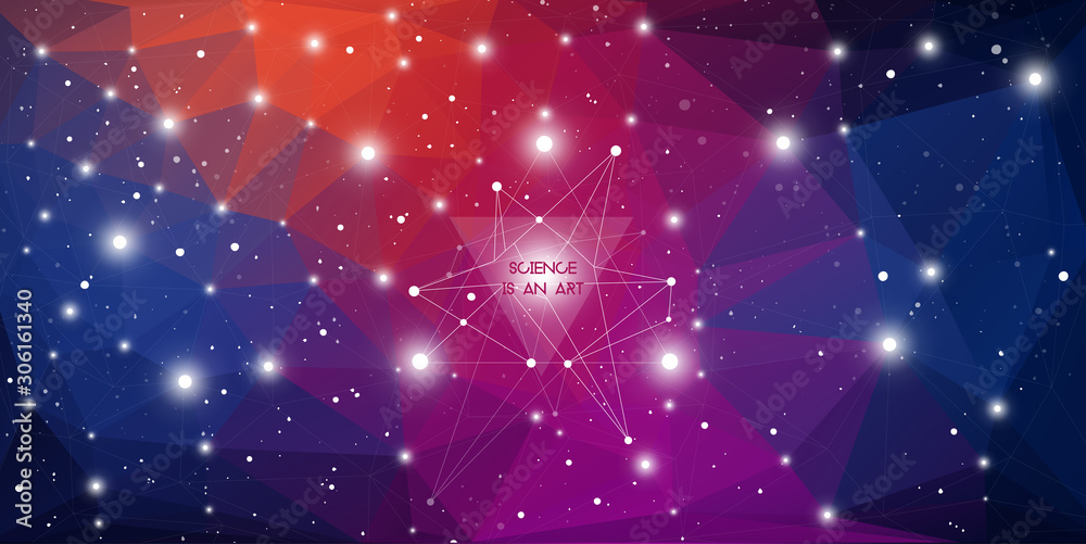 Wall mural widescreen futuristic technology illustration in front of outer space background with copy space. cy