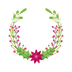 Obraz premium merry christmas celebration flower leaves berries decoration
