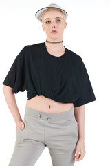 Blank t-shirt mock-up - Cool streetwear fashion girl ready for your design