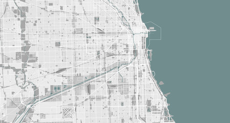 Detailed map of Chicago, USA - obrazy, fototapety, plakaty