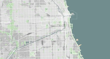 Naklejka premium Detailed map of Chicago, USA
