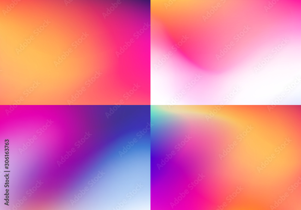 Poster Set of Colorful Blurred Backgrounds. Sleek Multicolored Vector Gradients
