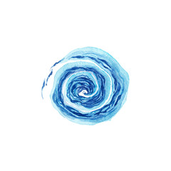 watercolor illustration of a water spiral in blue 