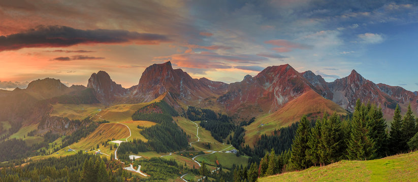 Swizerland Canton Bern view mountain from Gurnigelpass