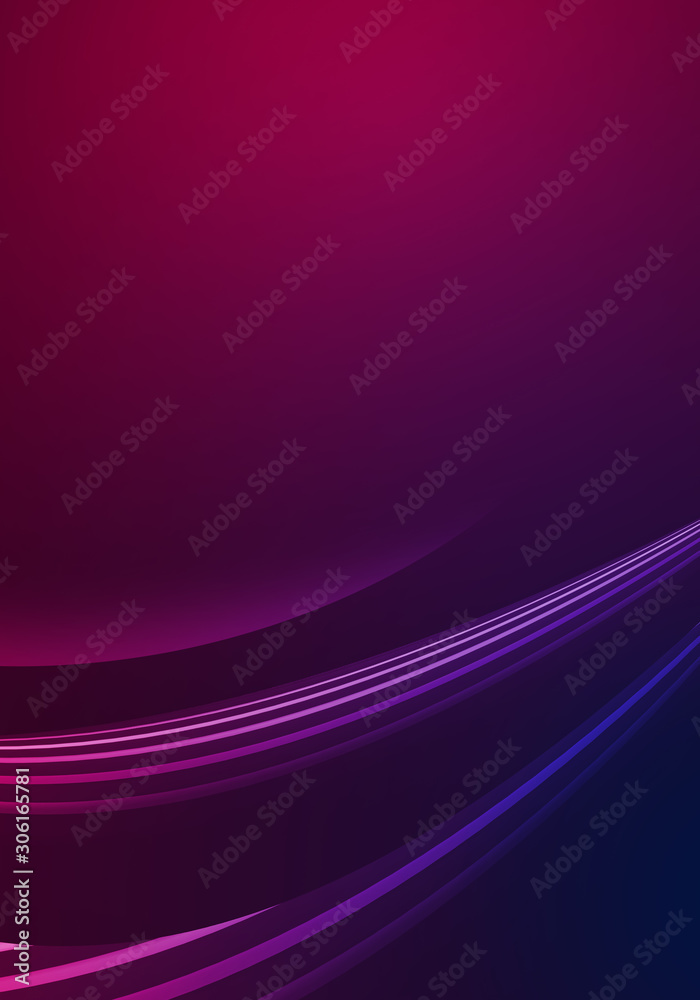 Poster dark abstract background with neon lines, glow.
