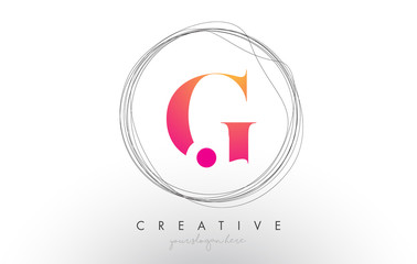 Artistic G Letter Logo Design With Creative Circular Wire Frame around it