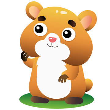 Color image of cartoon hamster on white background. Vector illustration for kids.