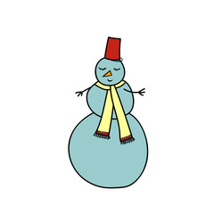 Funny snowman. Colorful image. Illustration in cartoon style for stickers, cards, invitations, stationery design