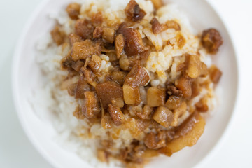 Taiwan famous food - Braised pork rice. Taiwan Delicacies, Taiwan Street Food