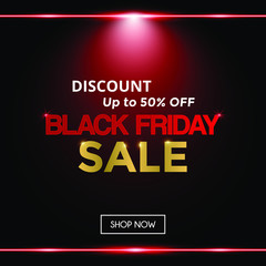 Ads Banner Black Friday with Red and Gold
