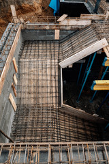 Obraz premium Turning ceiling reinforcement at the construction site