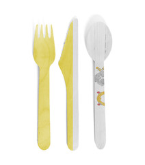 Eco friendly wooden cutlery - Plastic free concept - Flag of Vatican City
