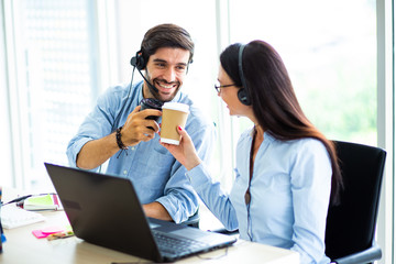 Photo of Staff In Busyworking at Customer service executives  office.