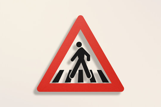 Pedestrian crossing road sign 