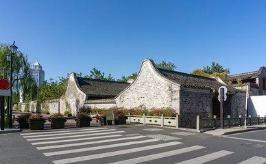 Fototapeta premium Ancient houses in Ningbo Yuehu Park