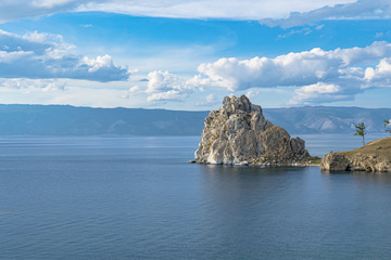 Fototapeta na wymiar Panoramic view of Cape Burkhan on lake Baikal
