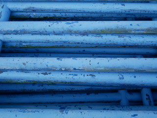 used blue metal tube, aluminum pipe, iron pipe texture, rusty steel tube