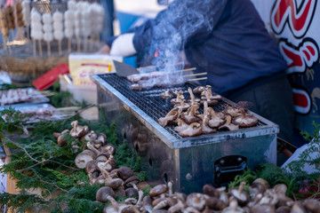 しいたけを焼く