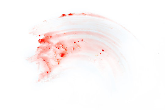 A Stain Of Strawberry Jam Or Fold. On A White Isolated Background. Abstraction