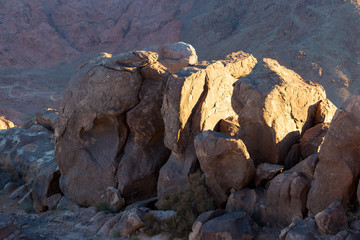 Amazing Sunrise at Sinai Mountain, Beautiful dawn in Egypt, Beautiful view from the mountain	