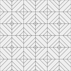 Seamless linear pattern. Abstract background with geometric shapes. Light grey texture with black lines. Vector illustration.	