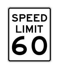 Speed limit 60 road sign in USA