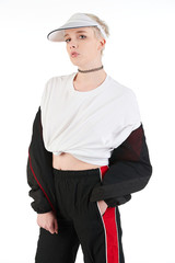 Blank t-shirt mock-up - Cool streetwear fashion girl ready for your design