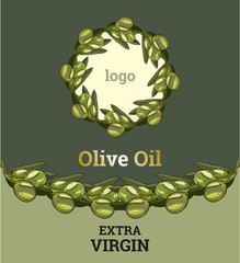 Composition of green olives. For labels for olive oil. Just add your text and logo.