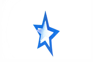 Abstract blue shiny star on a white isolated background.