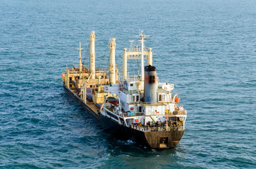 Cargo ship at open sea