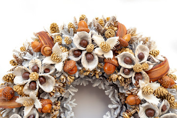 Fototapeta premium Christmas Holiday Wreath Isolated On White Background