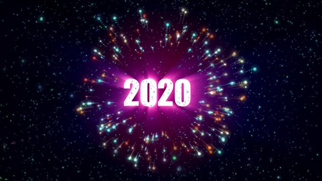 particle explosion around the number 2020
