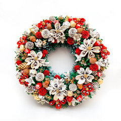 Christmas Holiday Wreath Isolated On White Background