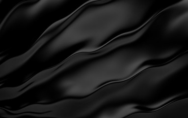 Black wavy background color splash, elegant classy design. 3d render