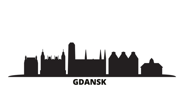 Poland, Gdansk city skyline isolated vector illustration. Poland, Gdansk travel cityscape with landmarks
