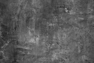 black concrete wall background, dirty cement floor