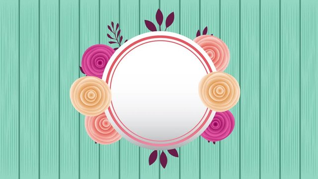 circular frame with beautiful roses garden