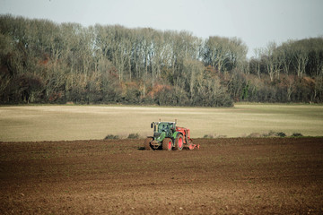 Obraz premium farmer doing the planting in the fields in autumn