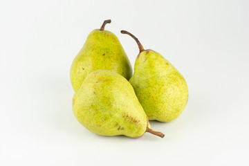 Group of pears over white background.
