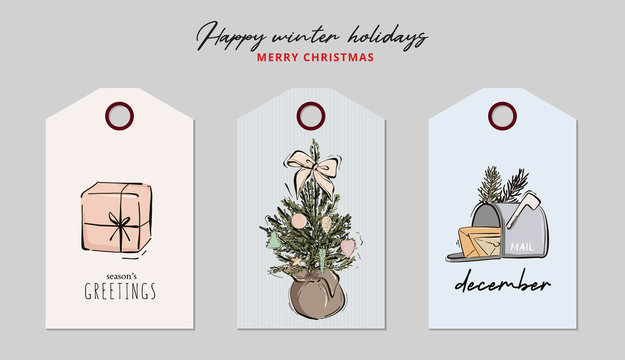 set of christmas labels