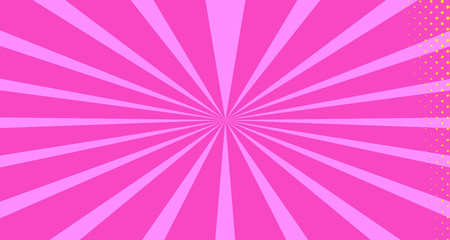 Obraz premium Vintage colorful comic book background. Orange Pink blank bubbles of different shapes. Rays, radial, halftone, dotted effects. For sale banner empty Place for text 1960s. Copy space vector eps10.